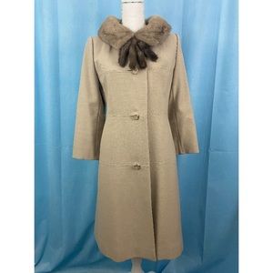 1950/1960s Youthcraft Wool Coat with Mink Trim Sz Small